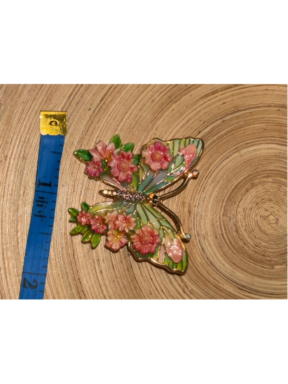Women's Butterfly Brooch, Green & Pink